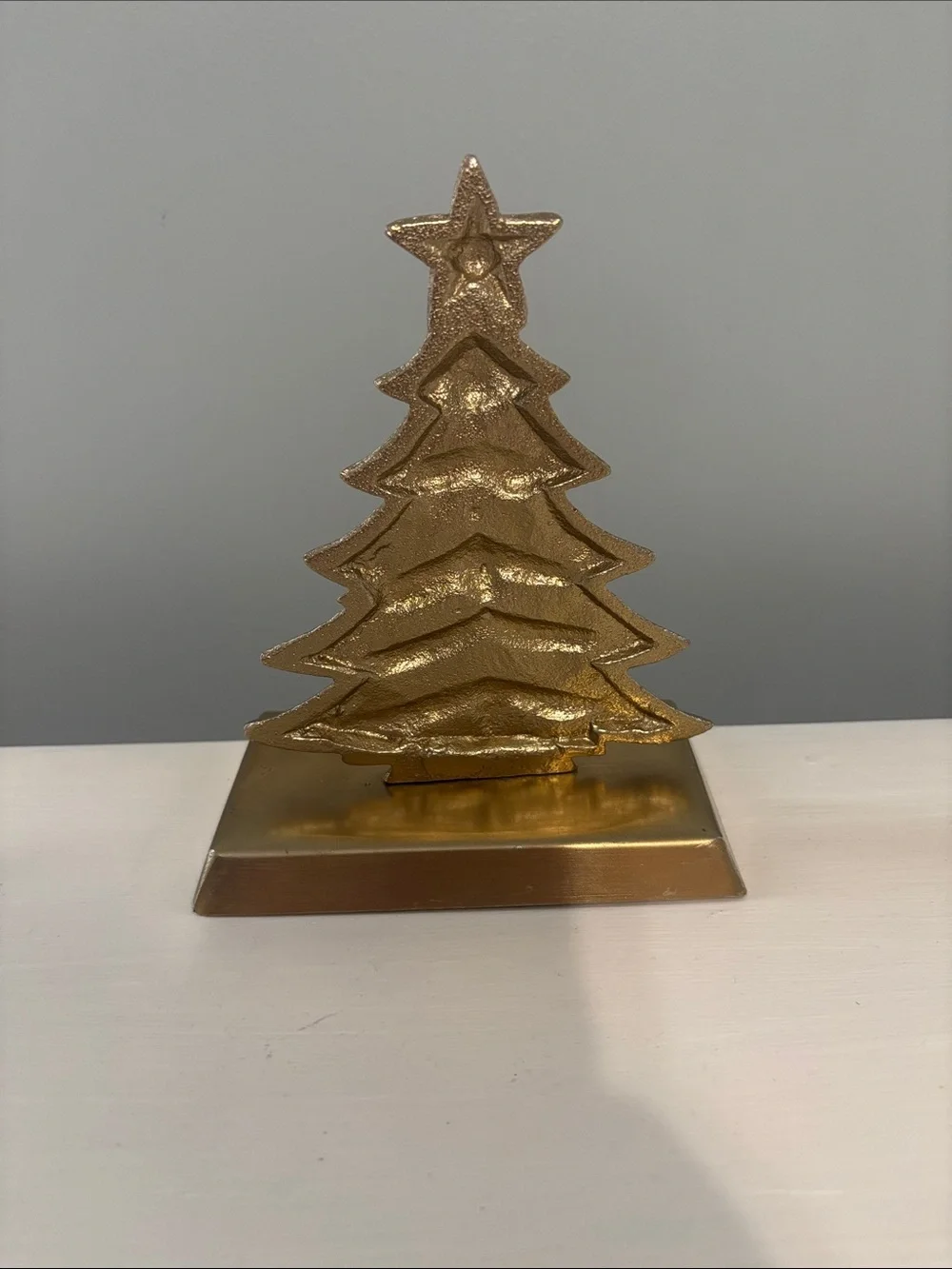 Gold Christmas Tree Stocking Holder Metal